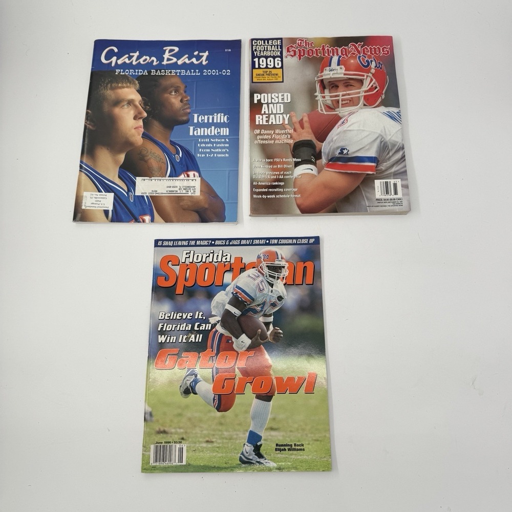 Vintage 90s Florida Gators Magazine Lot 3 Sporting News Gator Bait Sportsman 96